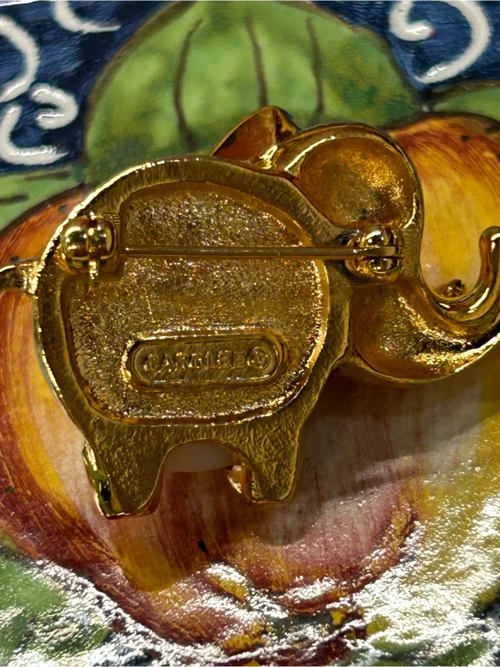 Sarah Cov elephant jelly belly pin vintage